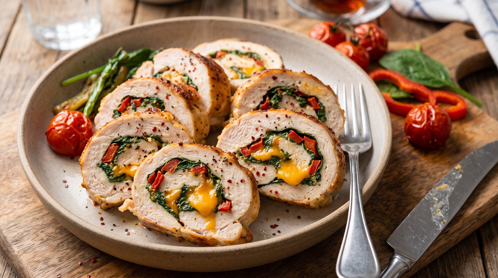 Cheddarlı Ispanaklı Tavuk Sarma