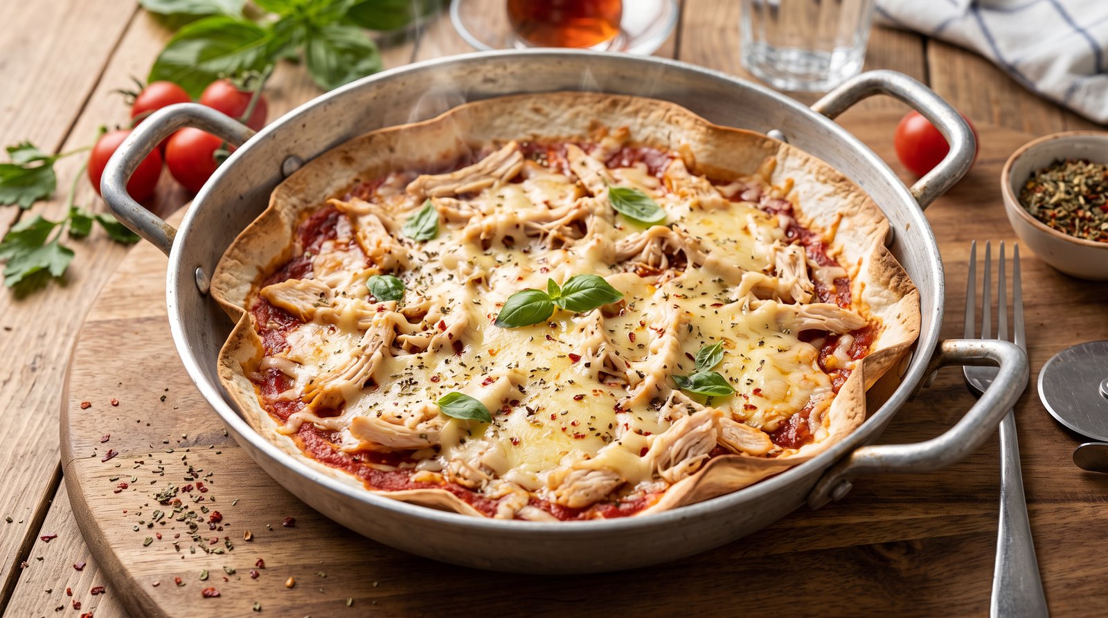 Lavaşta Tavuklu Fit Pizza